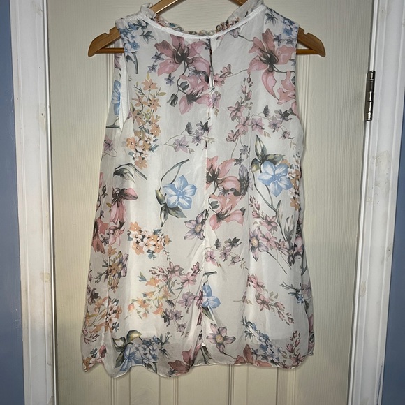 Elena Baldi silk top sleeveless floral ruffle women's L - Picture 5 of 5